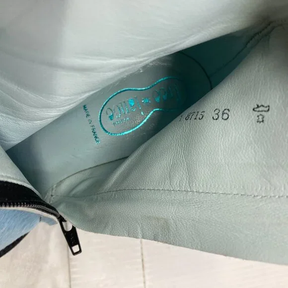 Vtg 1990s FREE LANCE FRANCE square toe blue spotted pony hair womens shoes sz 36 - Picture 7 of 7